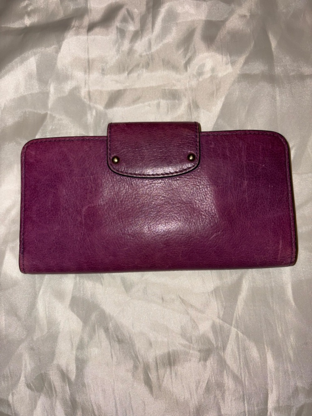 Coach Plum Leather Clutch Wallet with Gold Logo Accent - Picture 3 of 4
